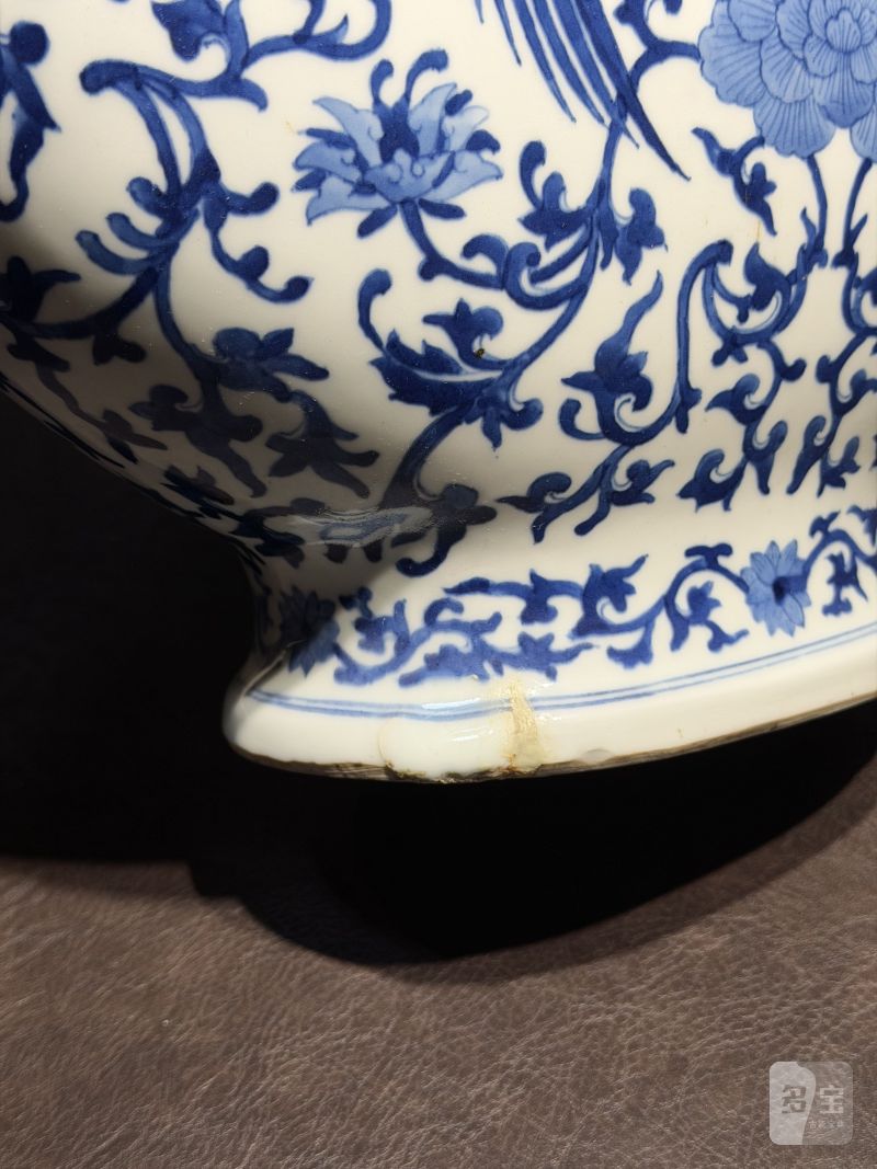 清同治 青花双凤纹抱月瓶 - 图15